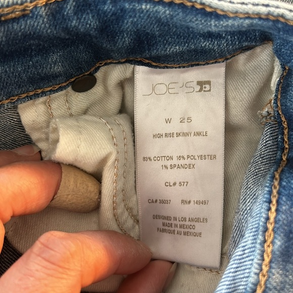 Joes Jeans Medium Wash Distressed High Rise Skinny Ankle Jeans - Picture 5 of 8